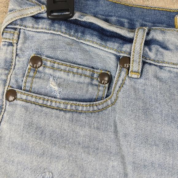 FREE PEOPLE Destroyed High Rise Denim Shorts - Picture 6 of 9